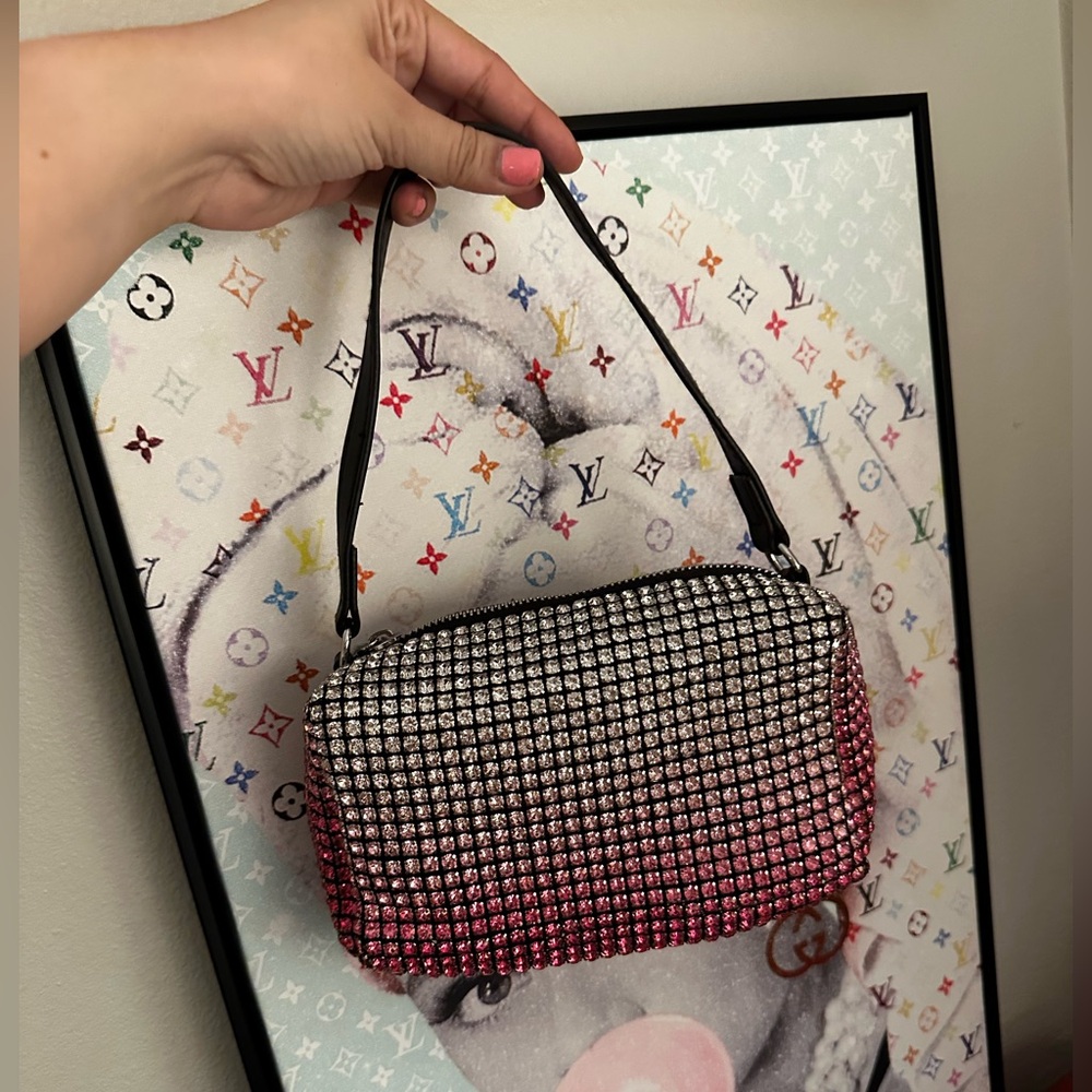 Pink & White Ombré Rhinestone Bag